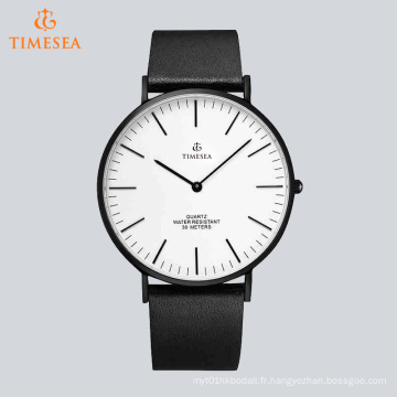 Montre à quartz de qualité avec bracelet en cuir véritable 72635